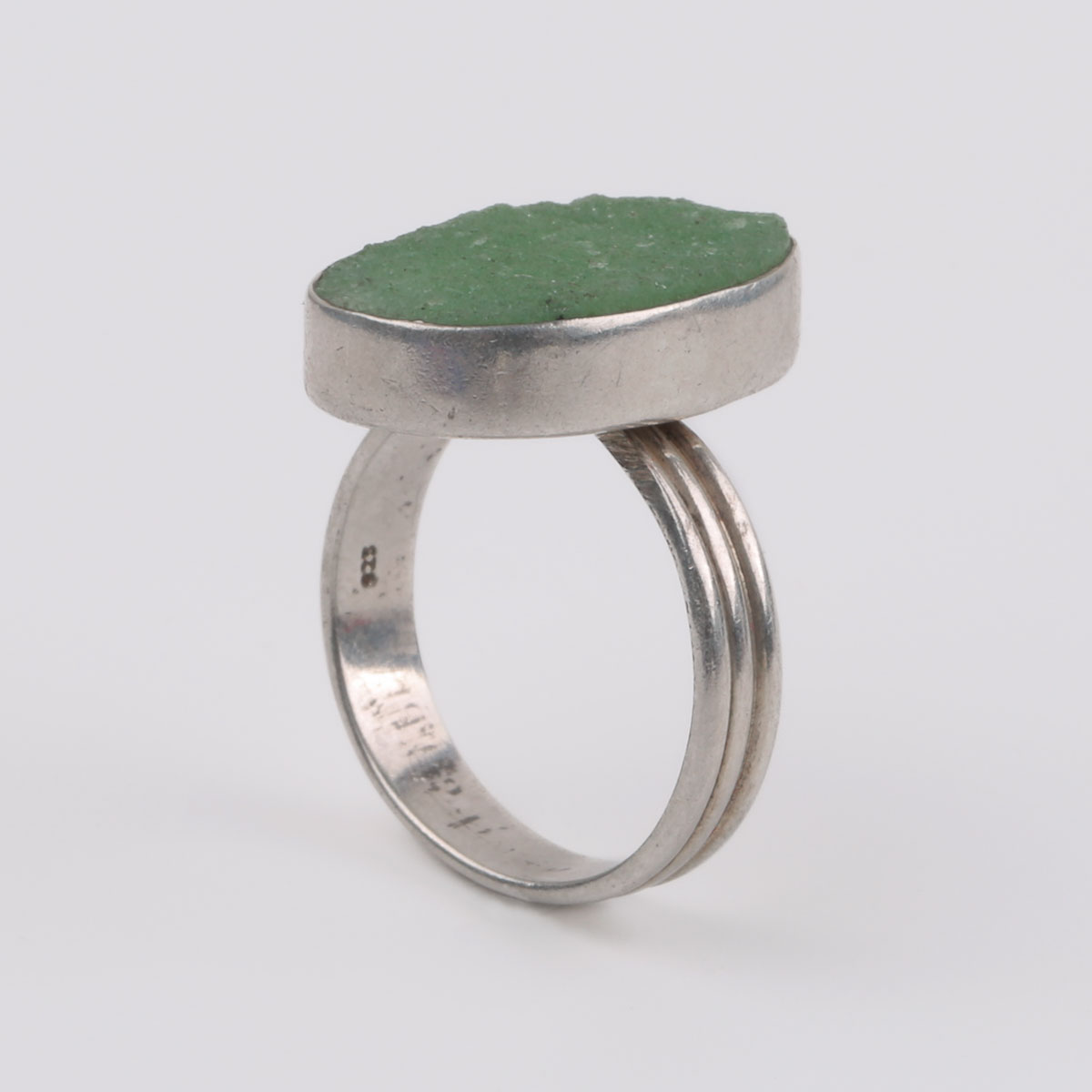 Turquoise Flat Ring | Silver Oval Ring 