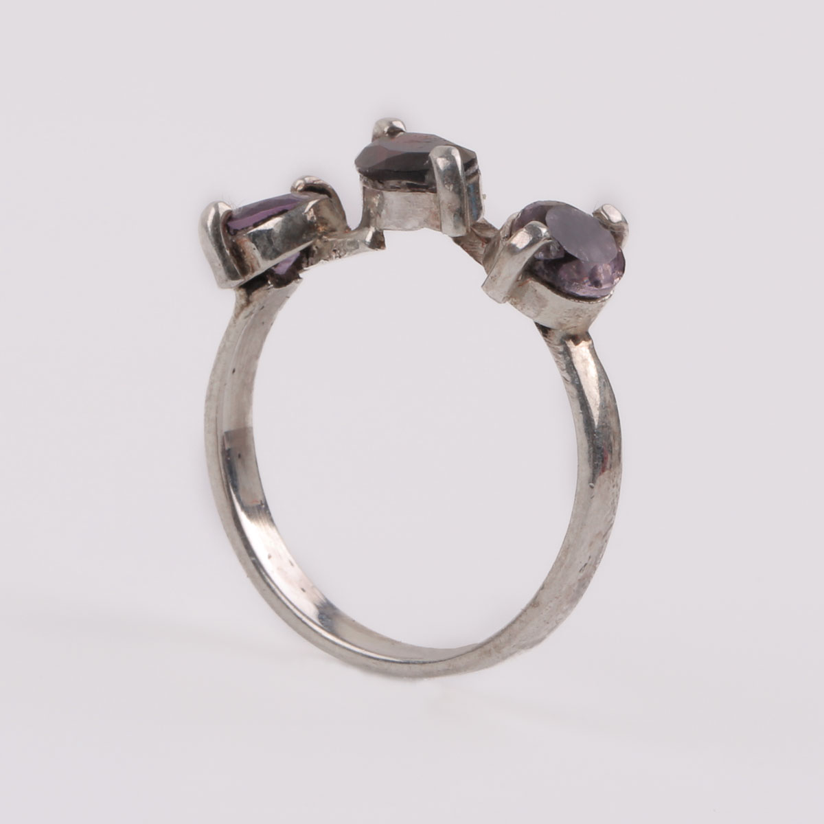 Silver Garnet Ring | Three Stone Ring 