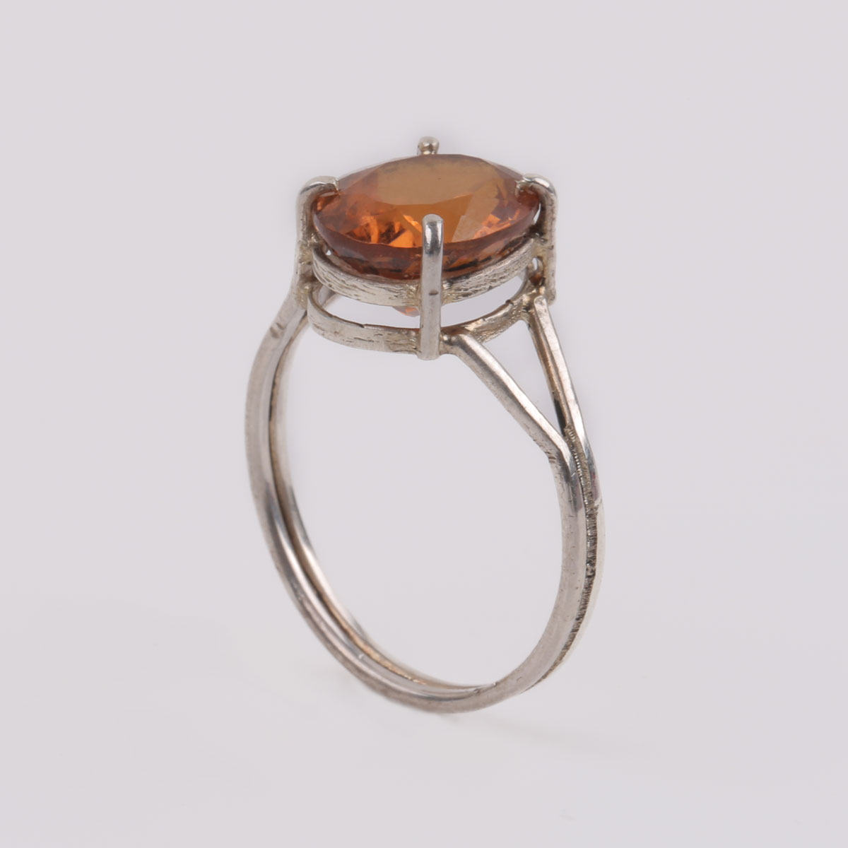 Garnet Stone Ring | Split Silver Ring