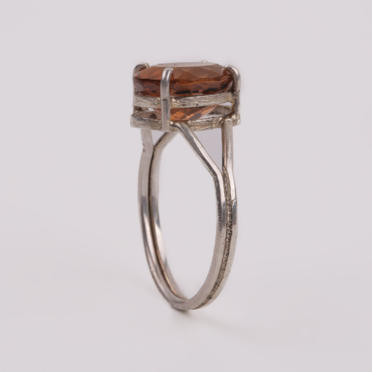 Garnet Stone Ring | Split Silver Ring