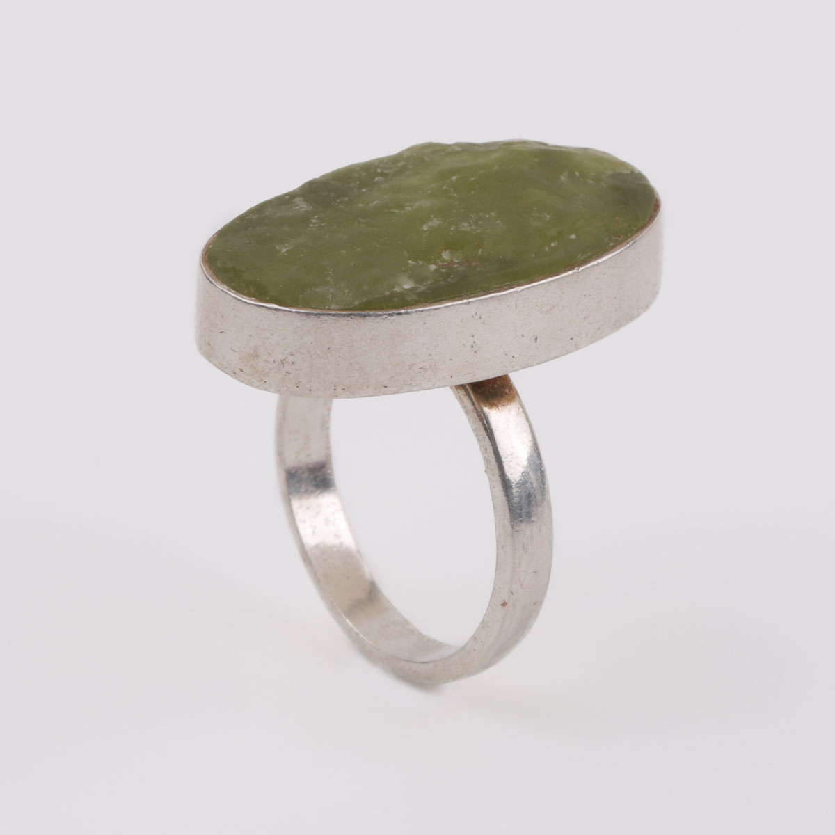 Jade Flat Ring | Silver Ring
