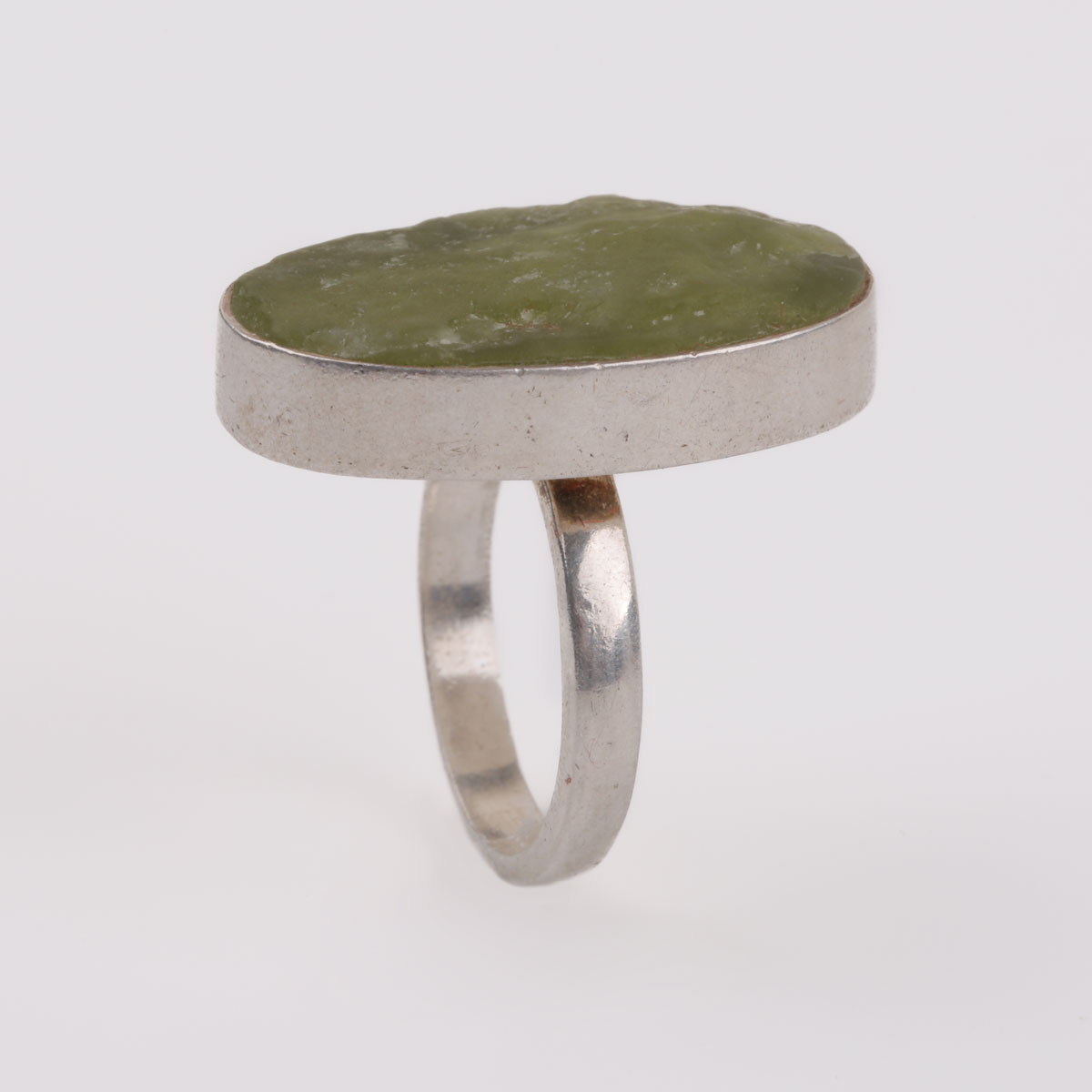 Jade Flat Ring | Silver Ring