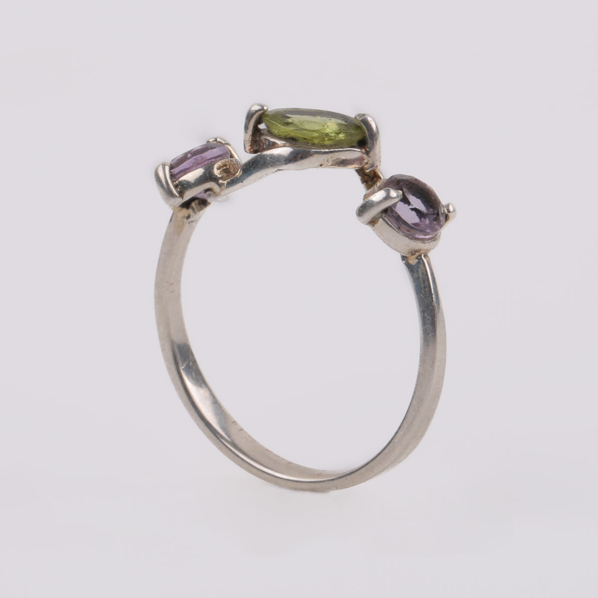 Garnet Silver Ring | Three Stone Ring