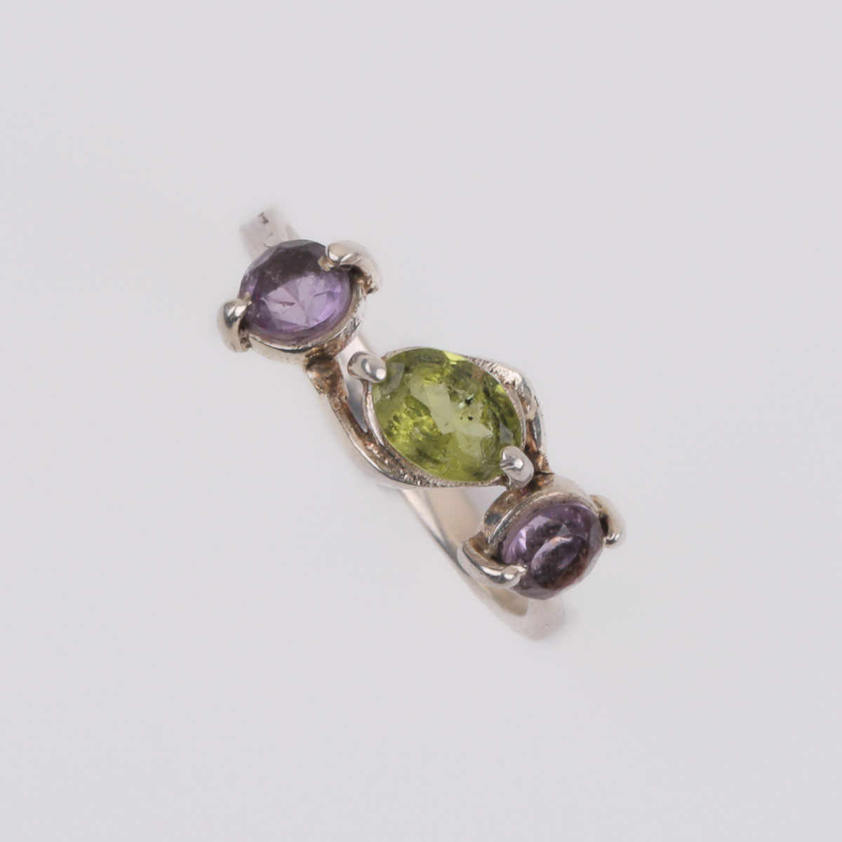 Garnet Silver Ring | Three Stone Ring