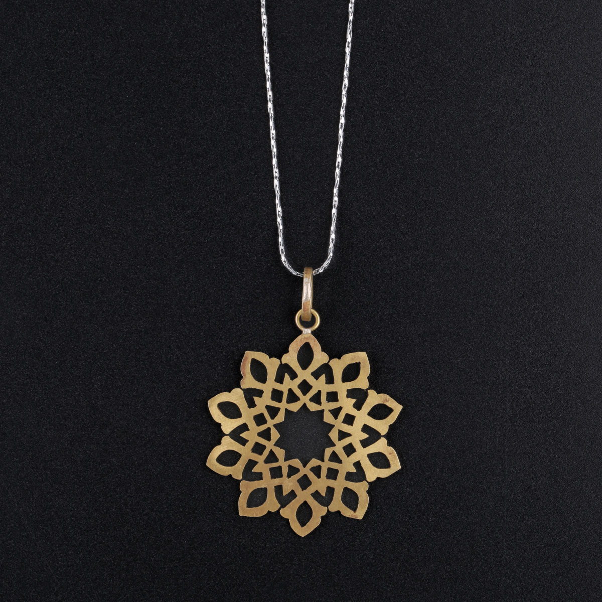 Floral Design Necklace | Golden Brass Pendant
