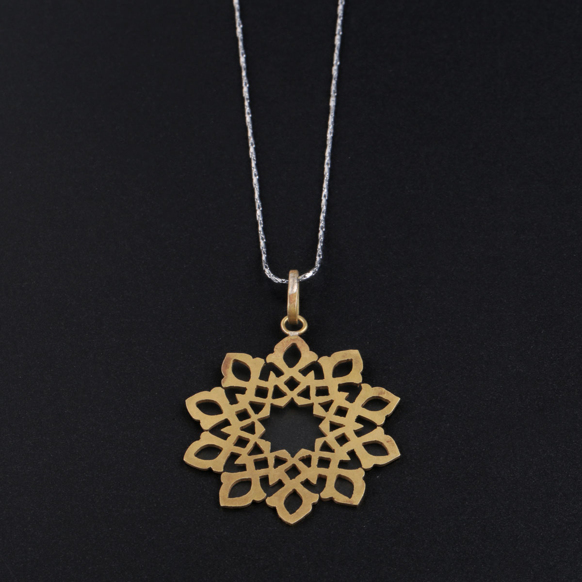 Floral Design Necklace | Golden Brass Pendant
