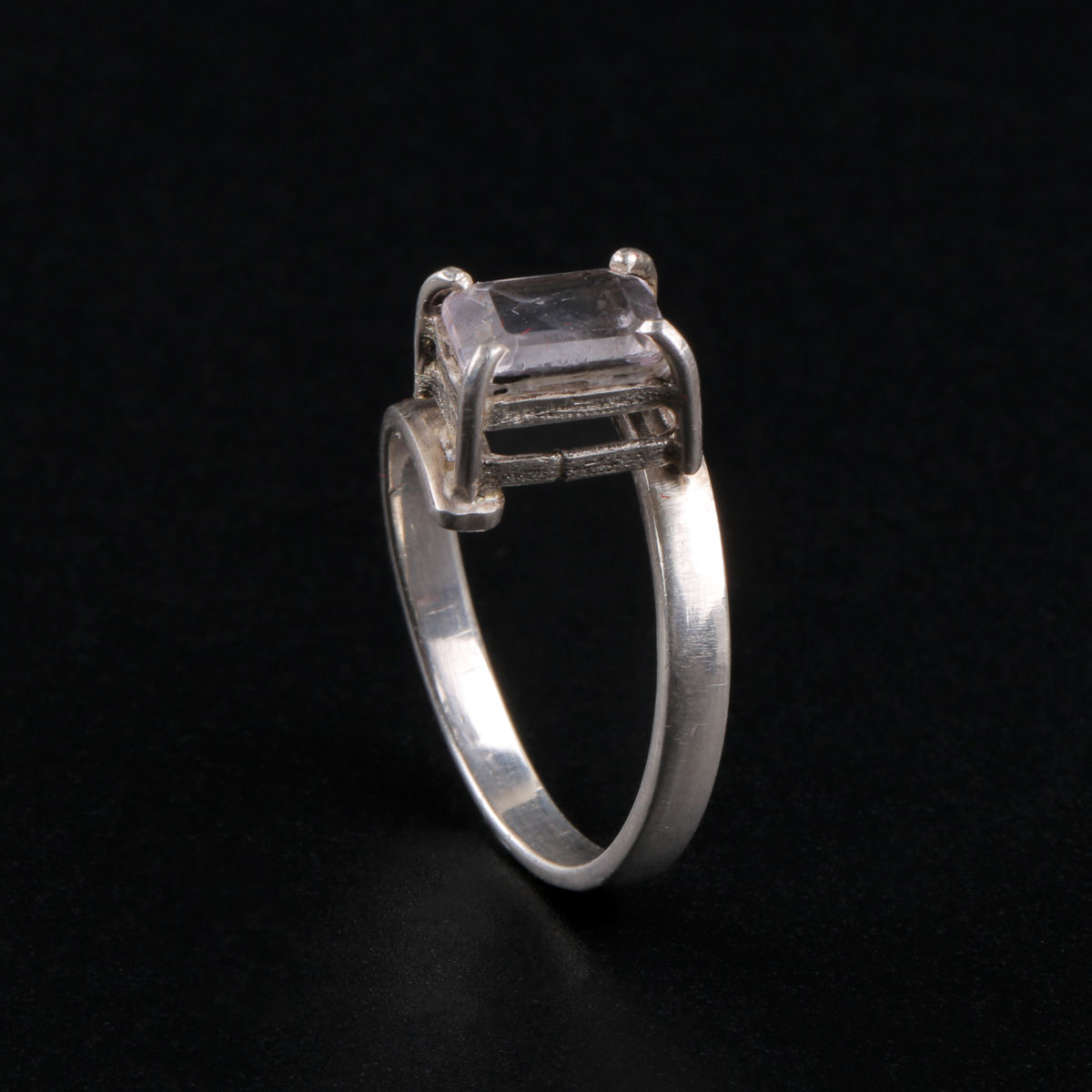 Kunzite Stone Ring | By-Pass Silver Ring