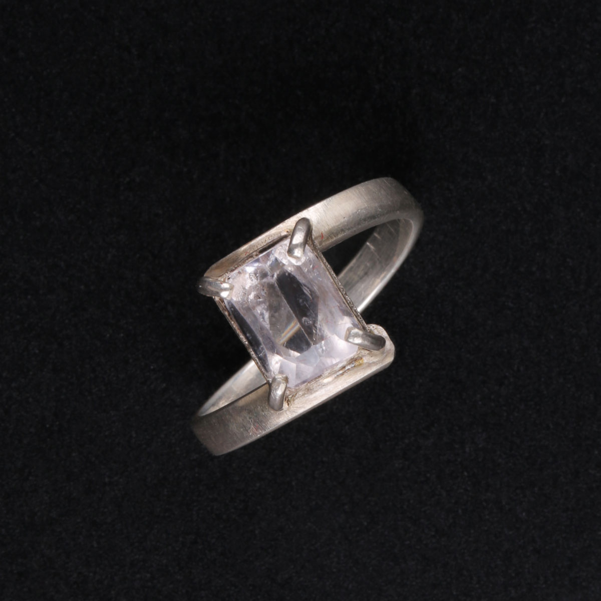 Silver By-Pass Ring | Square Kunzite Ring