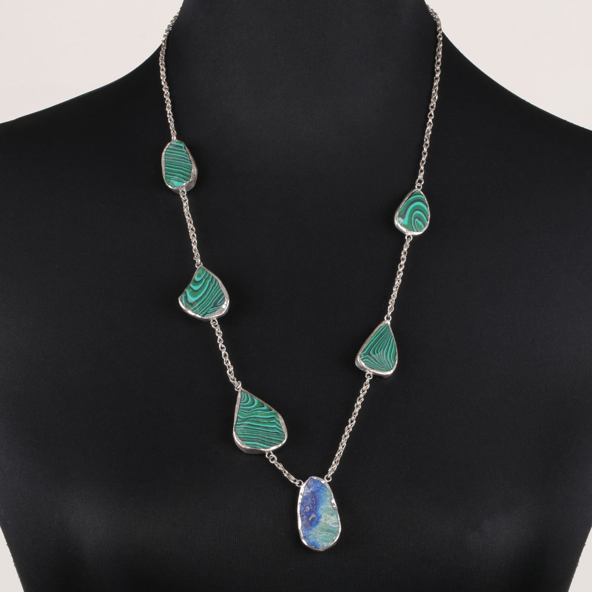 Multi-Stone Charm Necklace | Silver Necklace Set
