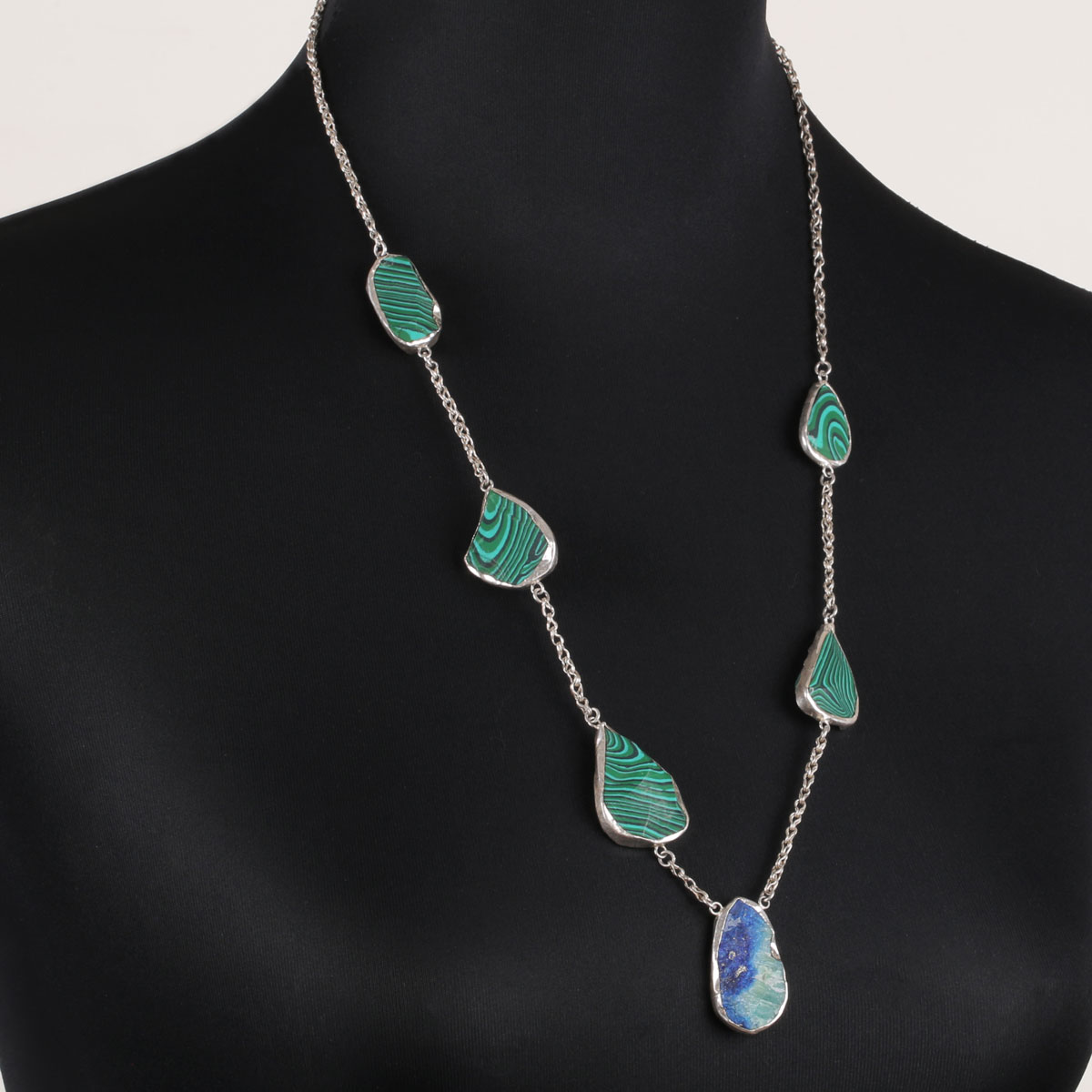 Multi-Stone Charm Necklace | Silver Necklace Set