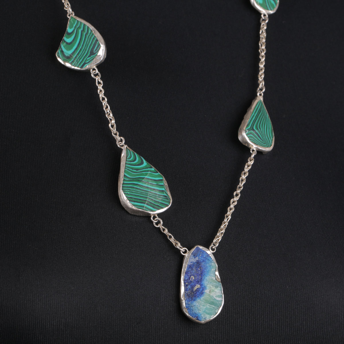 Multi-Stone Charm Necklace | Silver Necklace Set