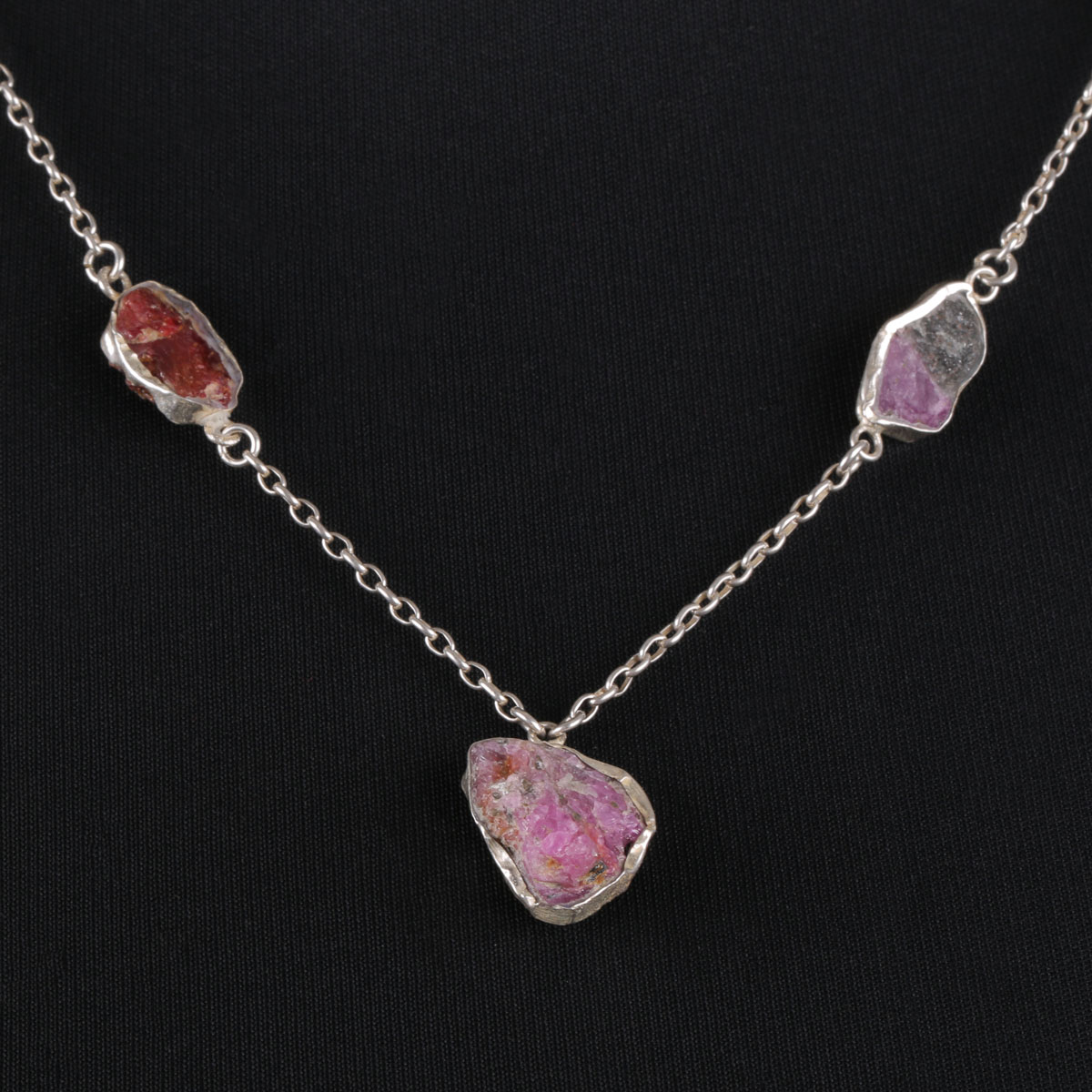Pink Ruby Necklace | Silver Charm Necklace