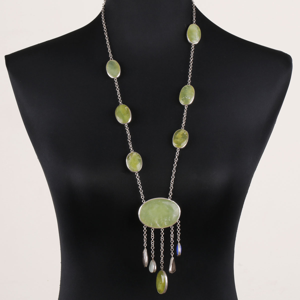 Green Jade Stone Locket | Charm Beaded Necklace 