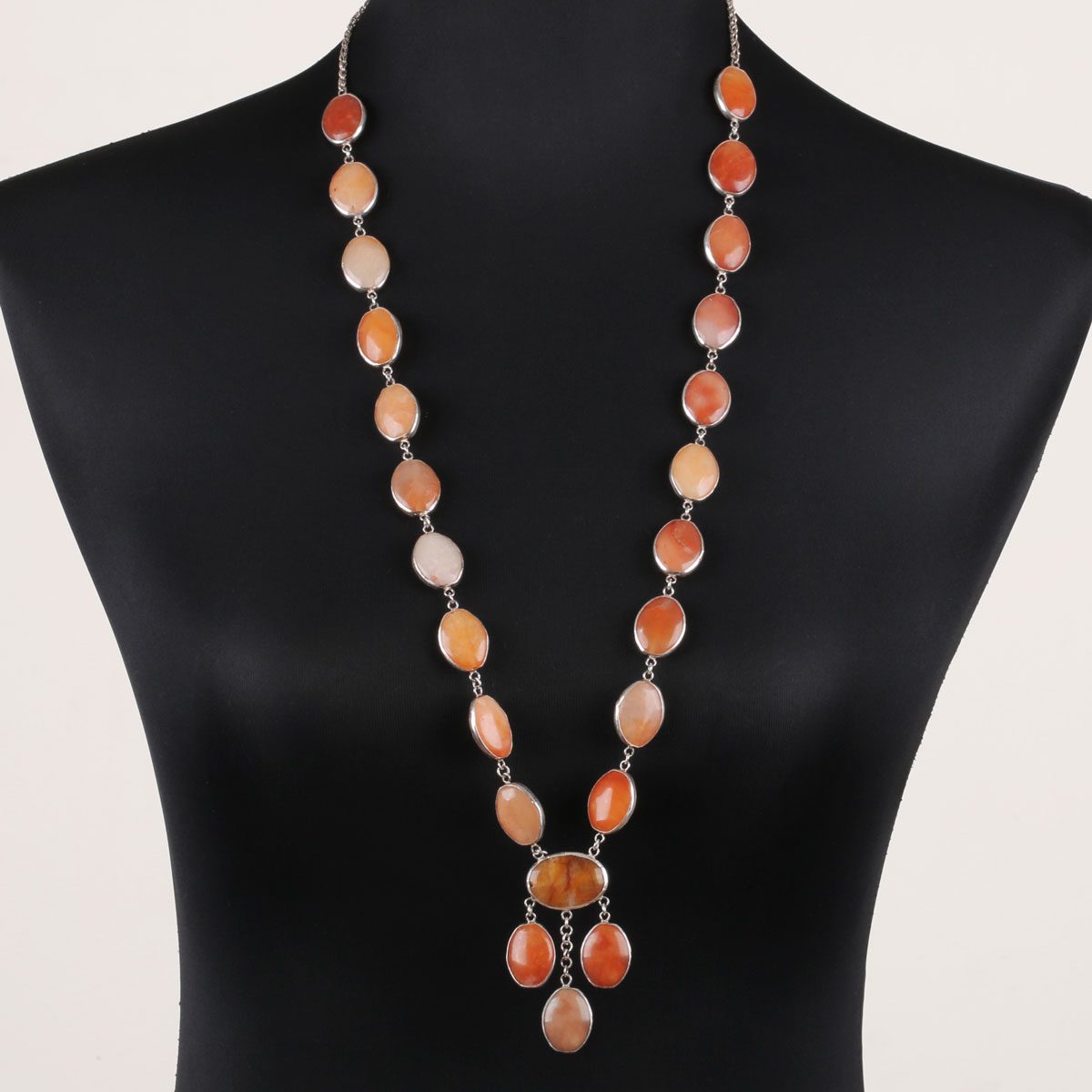 Agate Chain Necklace | Silver Charm Locket