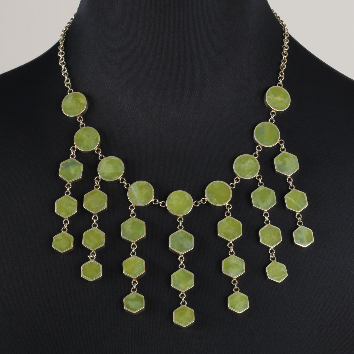 Jade Bib Locket | Silver Stranded Necklace