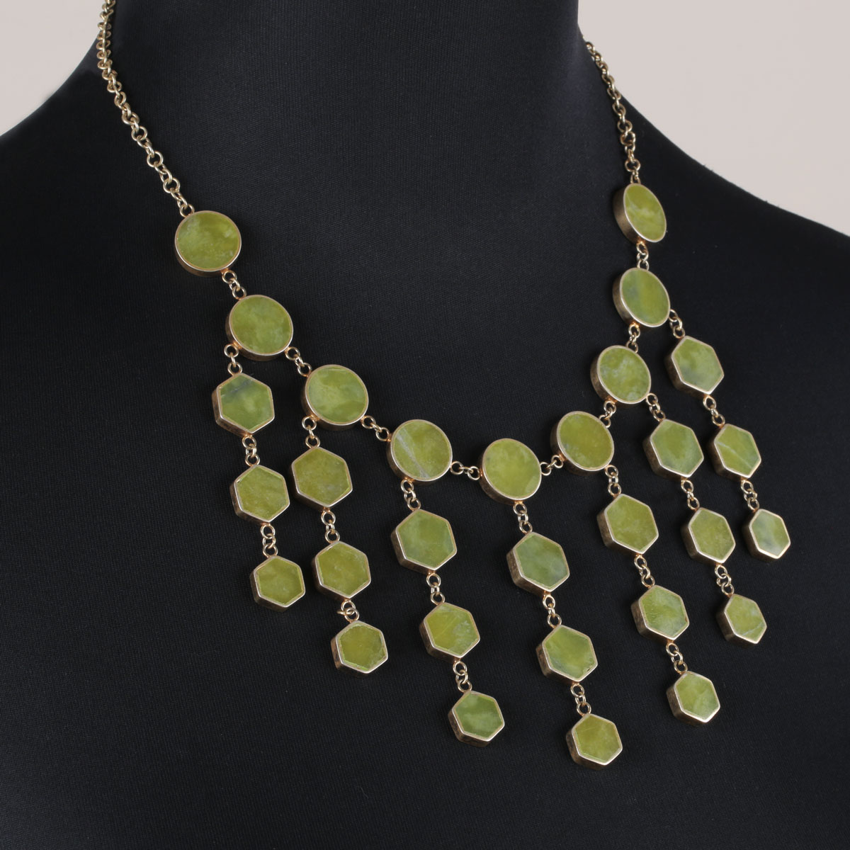 Jade Bib Locket | Silver Stranded Necklace