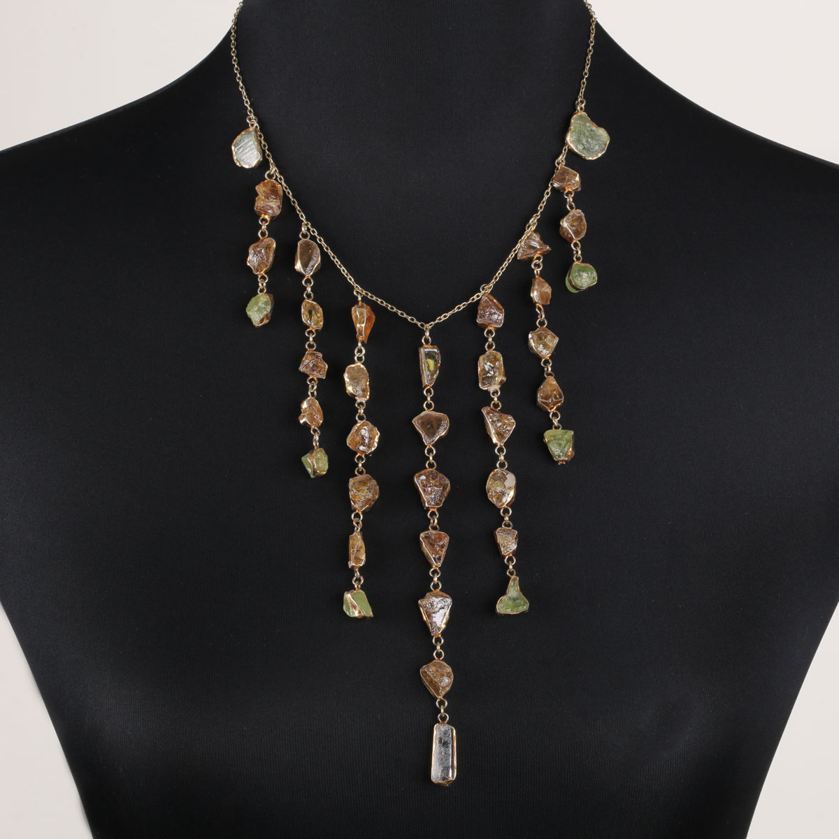 Multi-Stone Drippy Necklace | Silver Bib Necklace