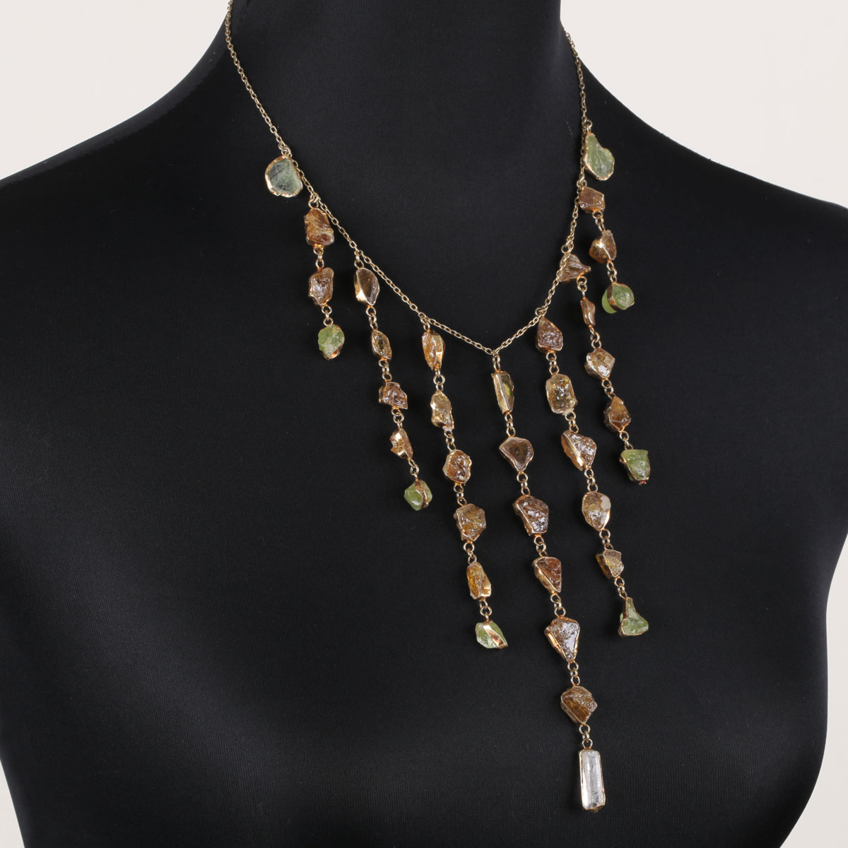 Multi-Stone Drippy Necklace | Silver Bib Necklace