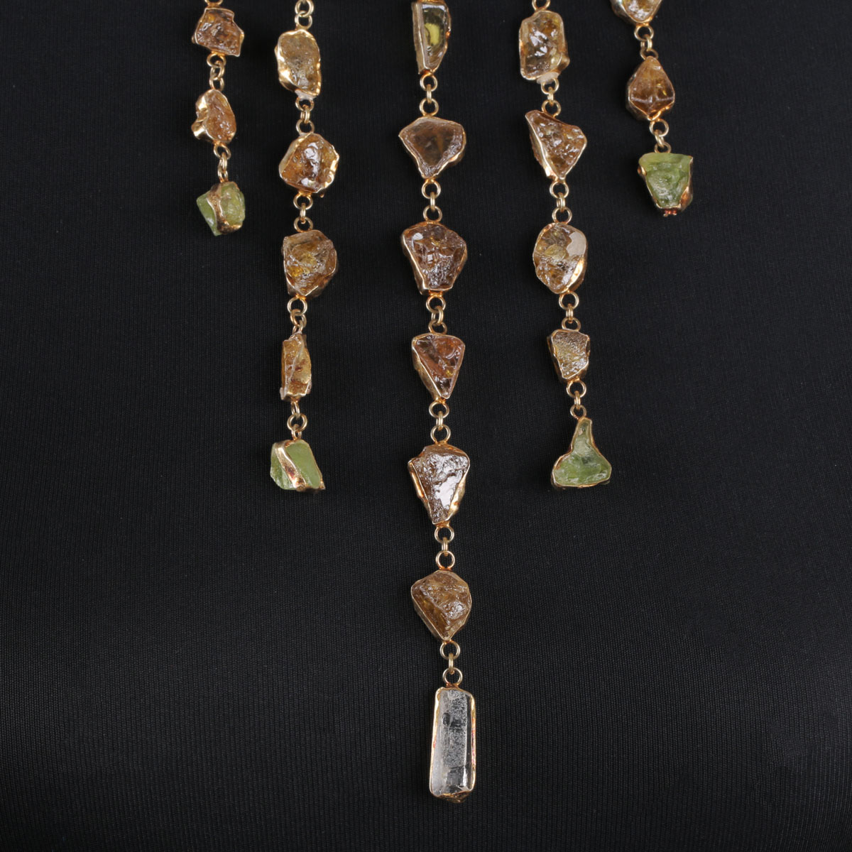 Multi-Stone Drippy Necklace | Silver Bib Necklace
