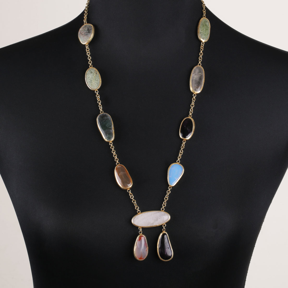 Agate Beaded Necklace |Multi-Stone Pendant 