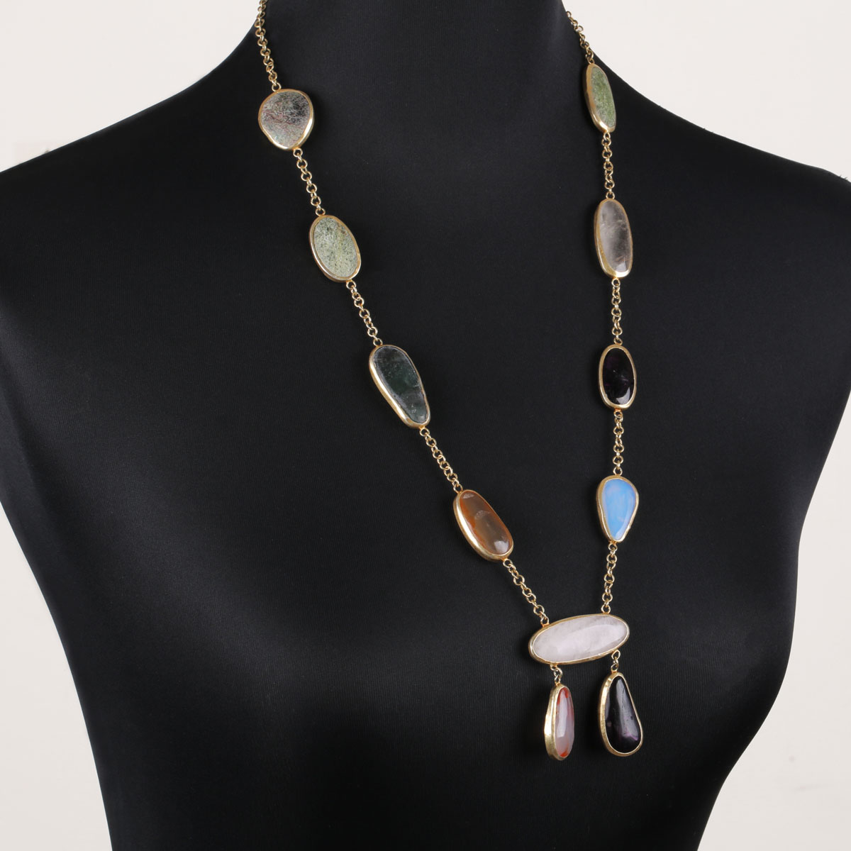 Agate Beaded Necklace |Multi-Stone Pendant 