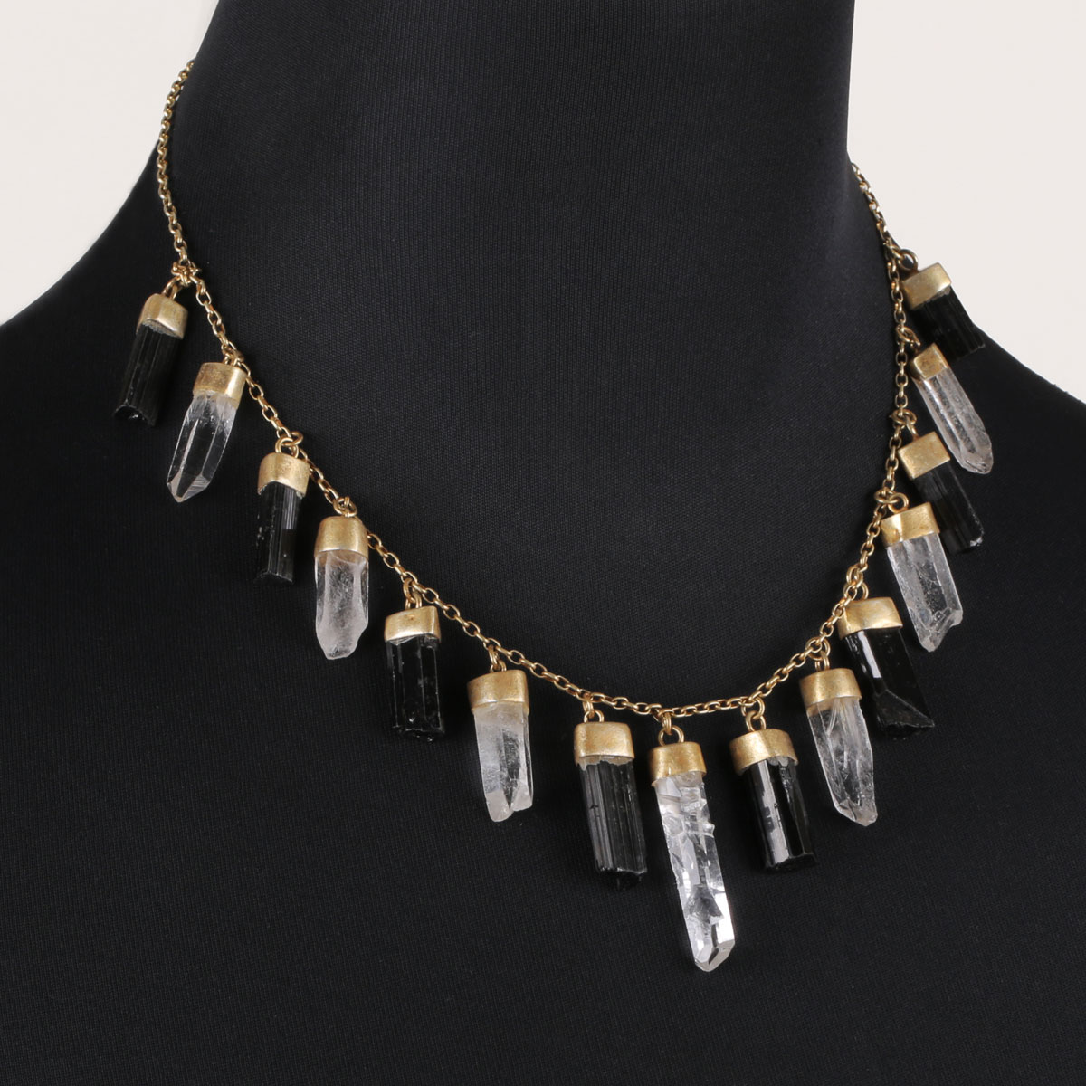Crystal Bib Necklace | Drippy Silver Locket 