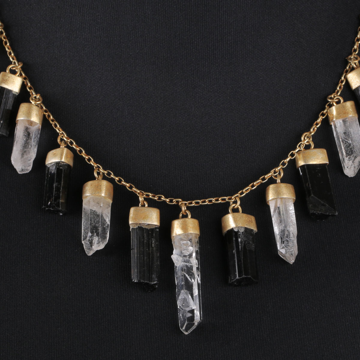 Crystal Bib Necklace | Drippy Silver Locket 