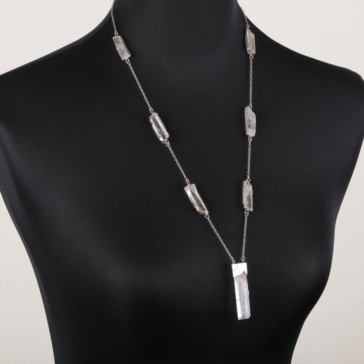 Crystal Drop Pendant | Silver Necklace