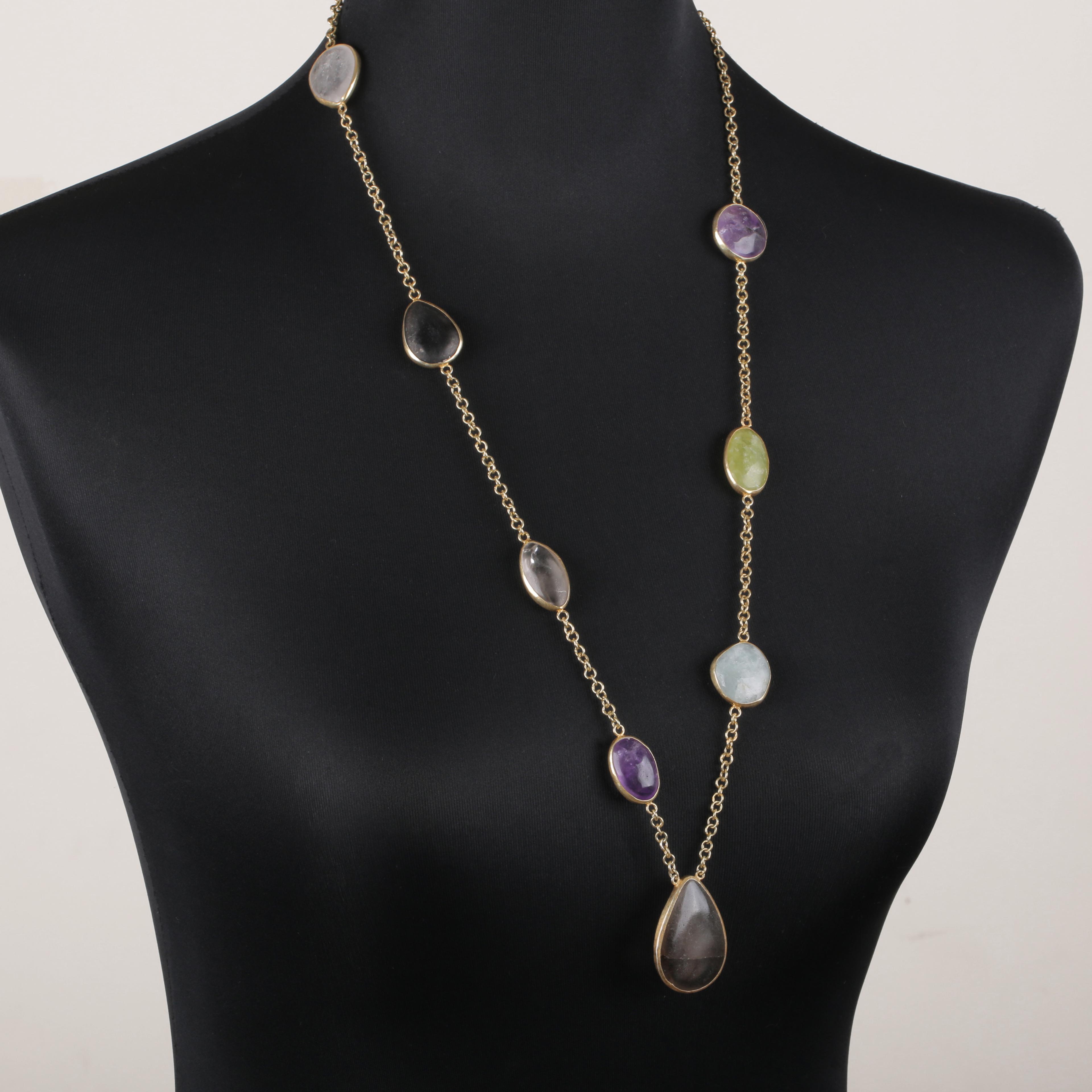 Jade & Garnet Necklace | Gemstone Strand Necklace