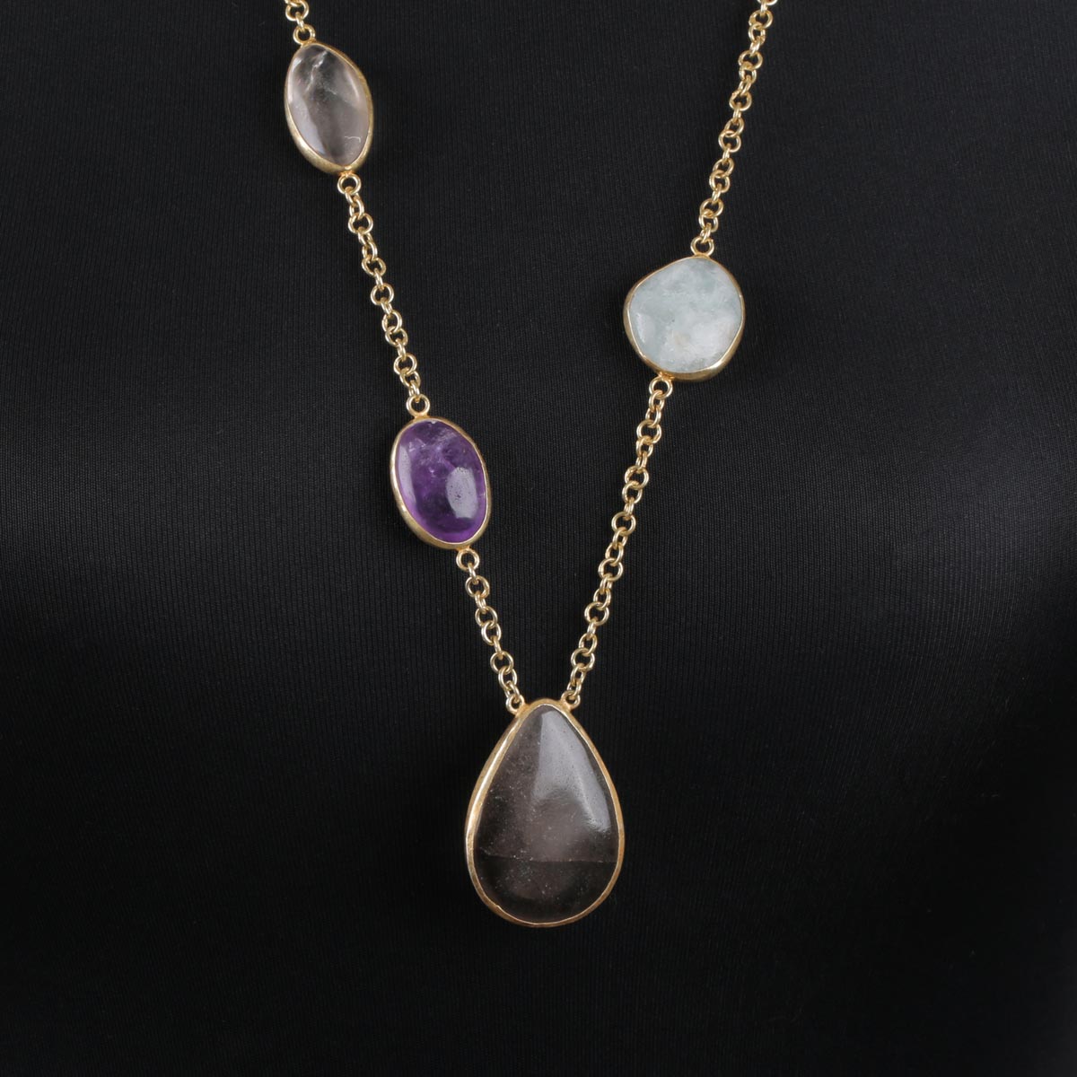 Jade & Garnet Necklace | Gemstone Strand Necklace