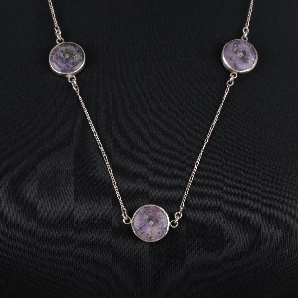 Agate Stone Necklace | Station Silver Pendant