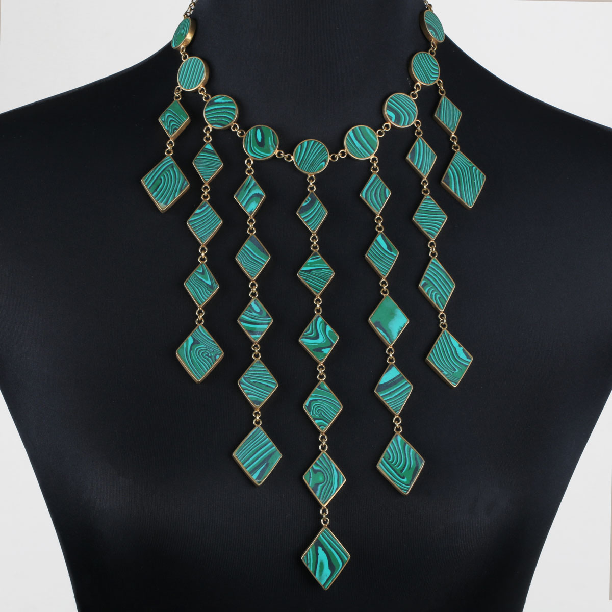 Malachite Necklace | Drippy Bib Necklace 
