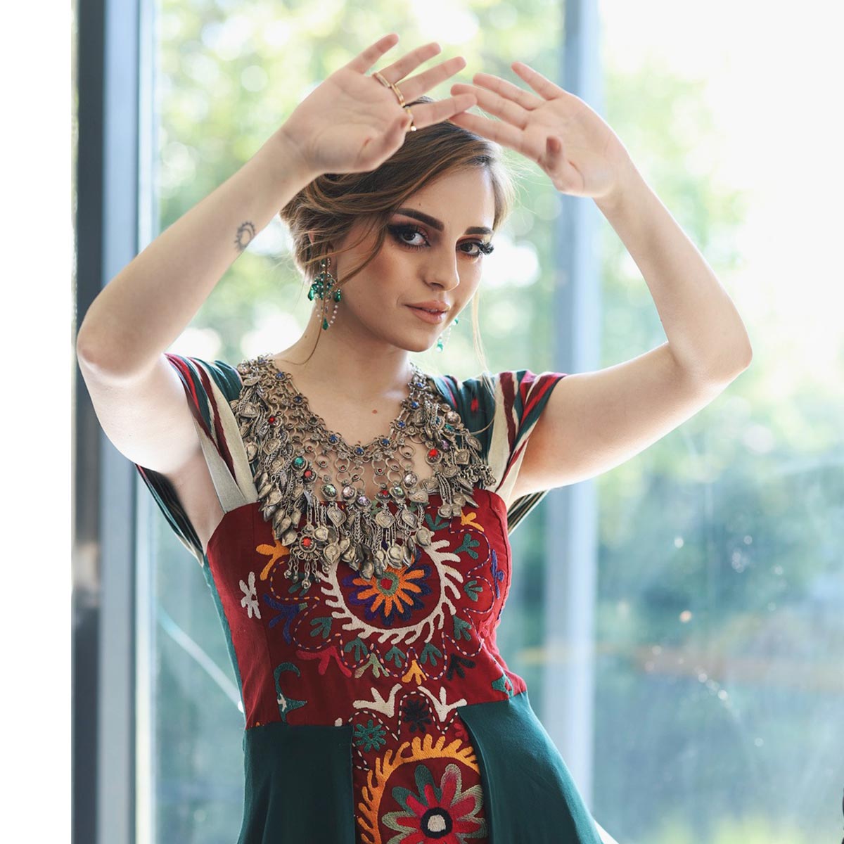 Fluttered Sleeves Soft Cotton Dress| Front Embroidered Women's Wear
