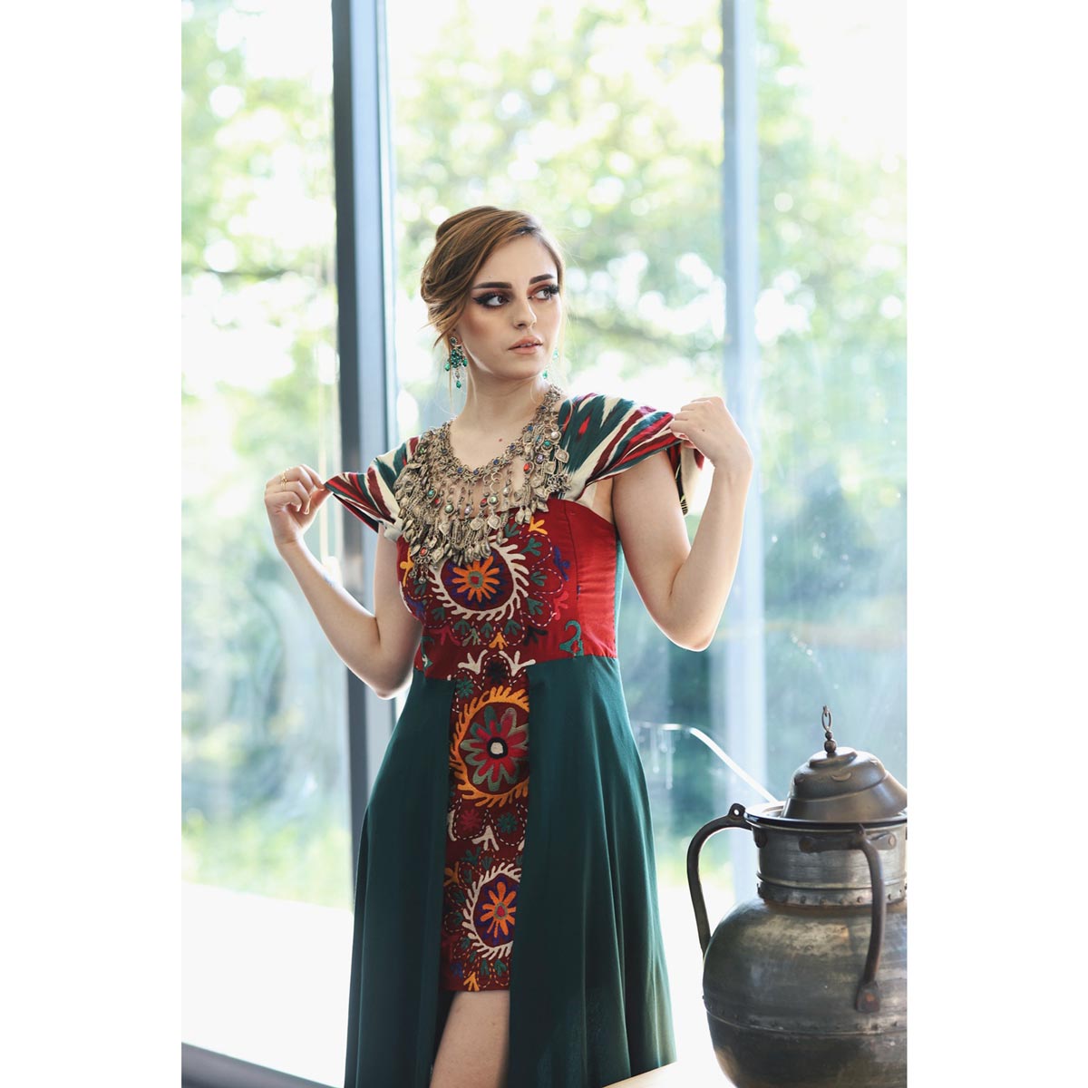 Fluttered Sleeves Soft Cotton Dress| Front Embroidered Women's Wear