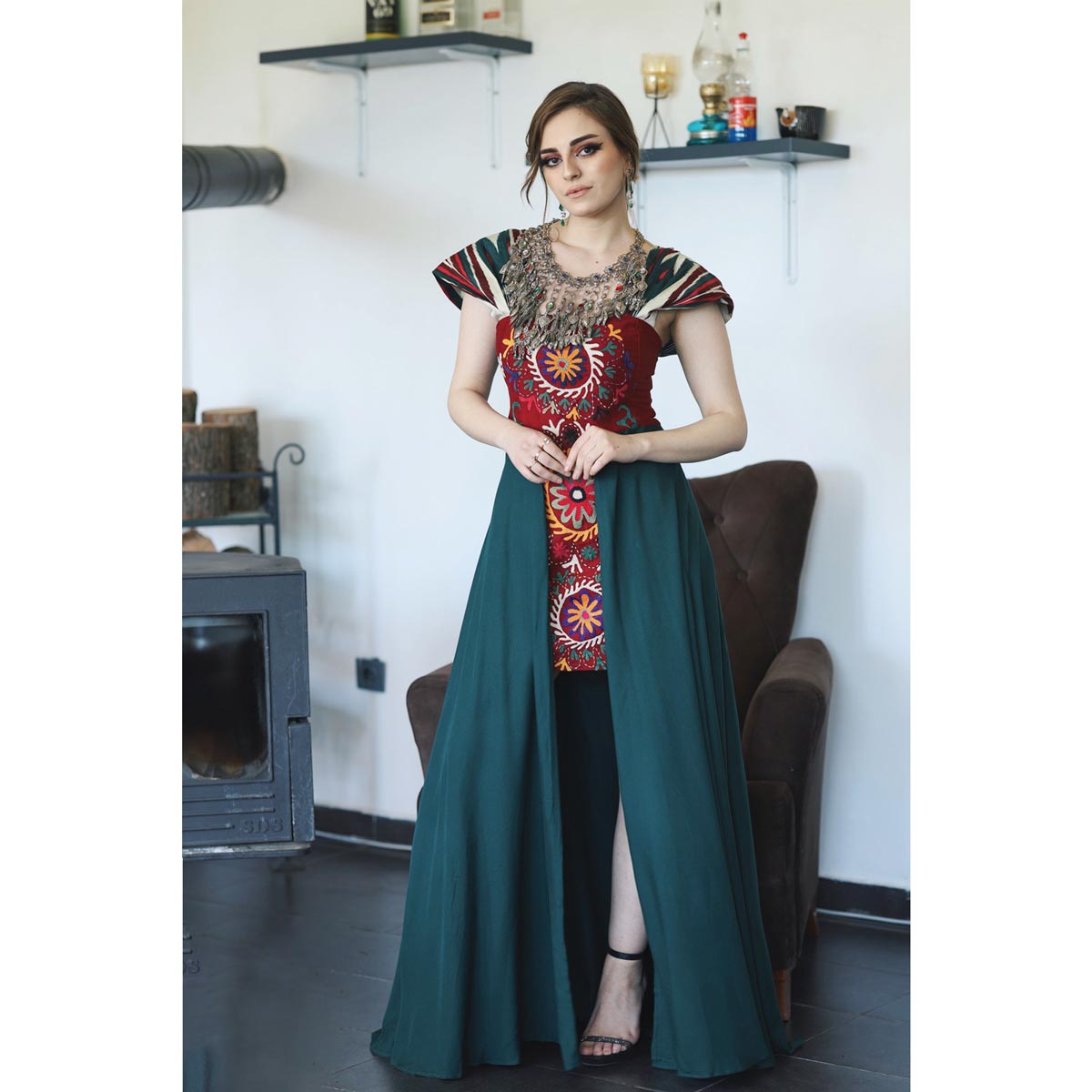 Fluttered Sleeves Soft Cotton Dress| Front Embroidered Women's Wear