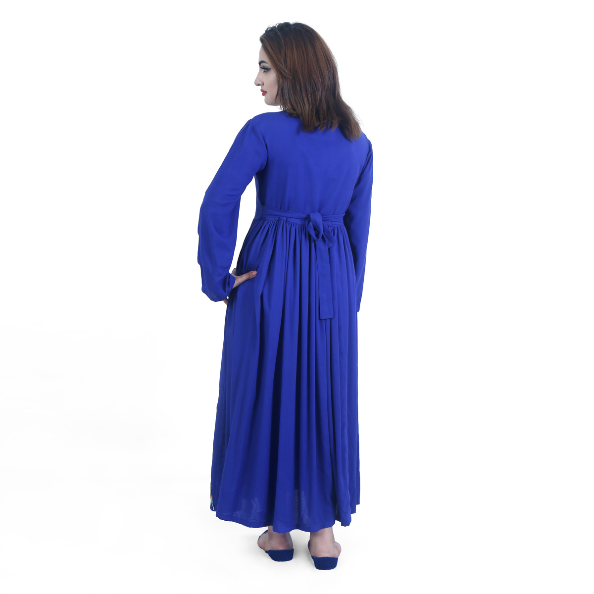 Blue Pleated Skirt Frock | Cotton Casual Wear Frock