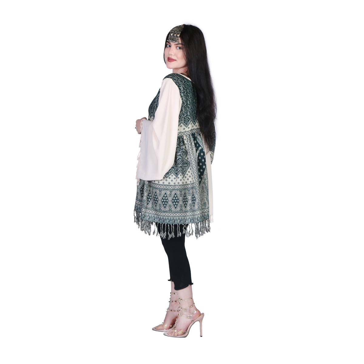 Printed Coin Embroidered Short Dress | Georgette Balloon Sleeves Casual Wear Frock
