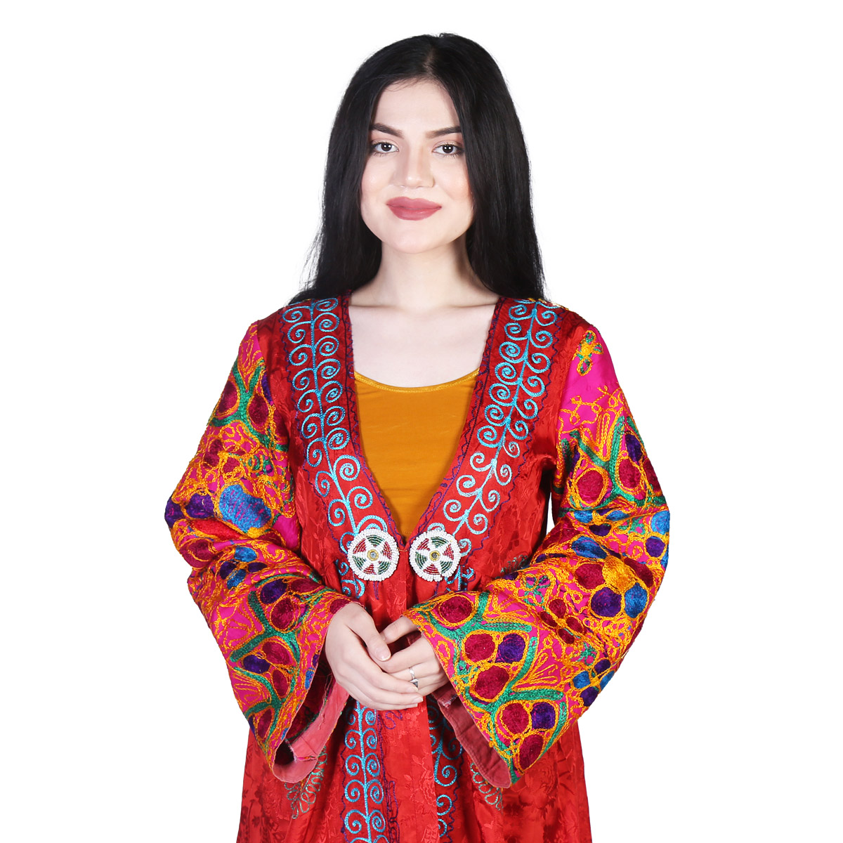 Red Cherma Embroidered Short Dress | Silk Satin Casual Wear Dress
