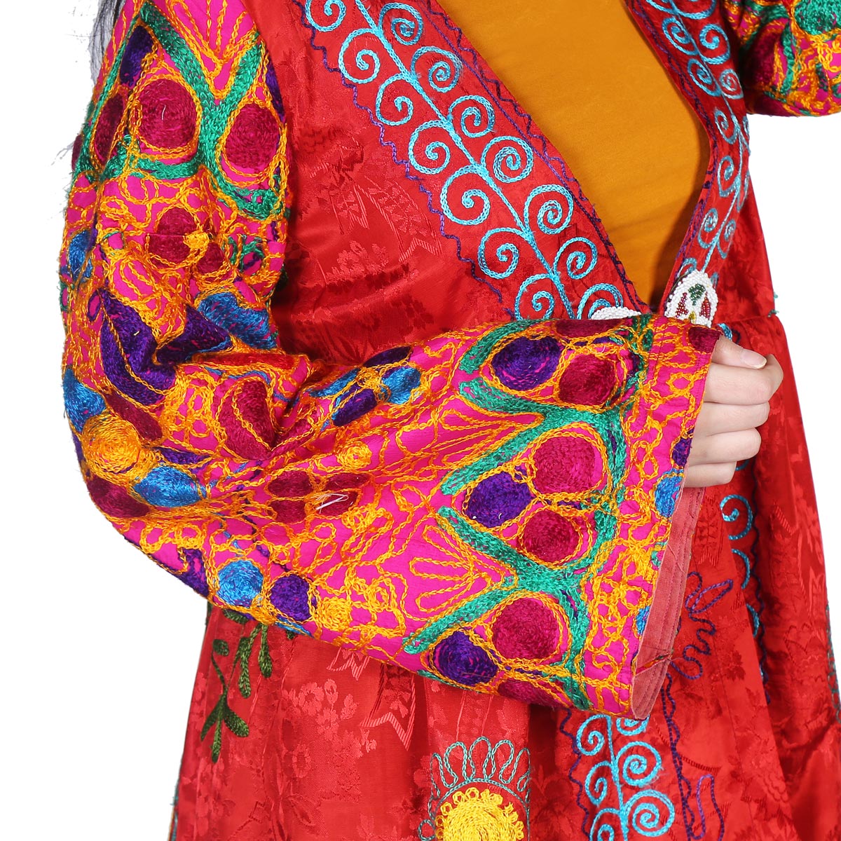 Red Cherma Embroidered Short Dress | Silk Satin Casual Wear Dress