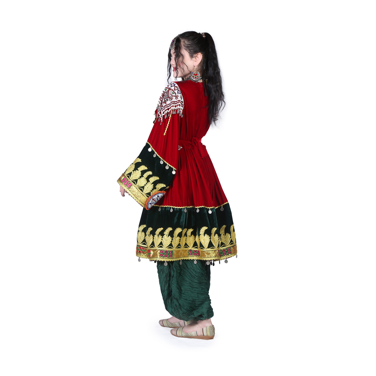 Red Full Embroidered Bridal Wear Attire | Velvet Gande Afghani