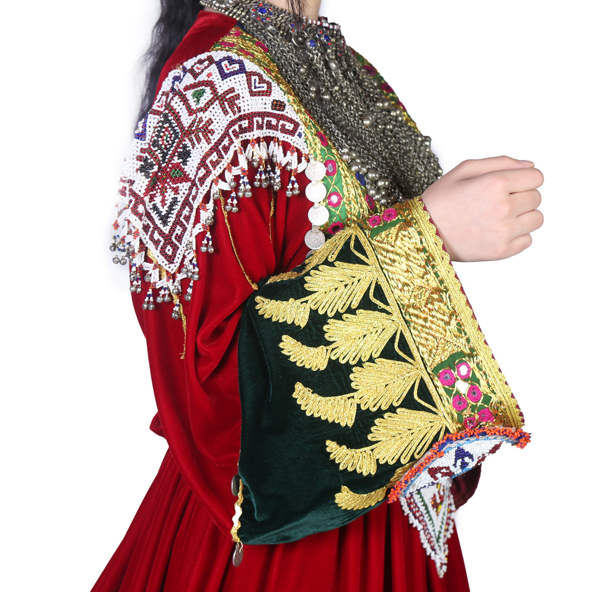 Red Full Embroidered Bridal Wear Attire | Velvet Gande Afghani