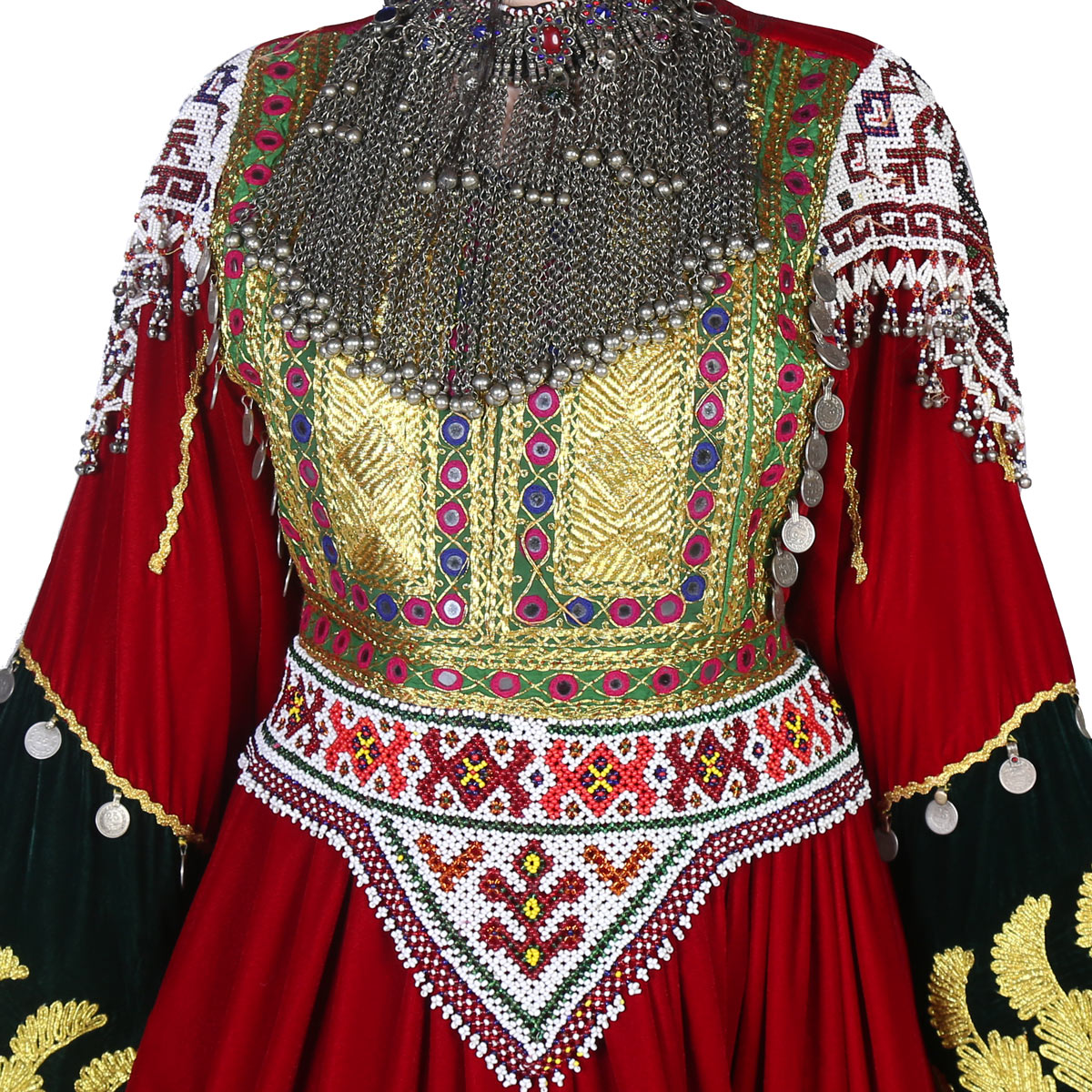 Red Full Embroidered Bridal Wear Attire | Velvet Gande Afghani
