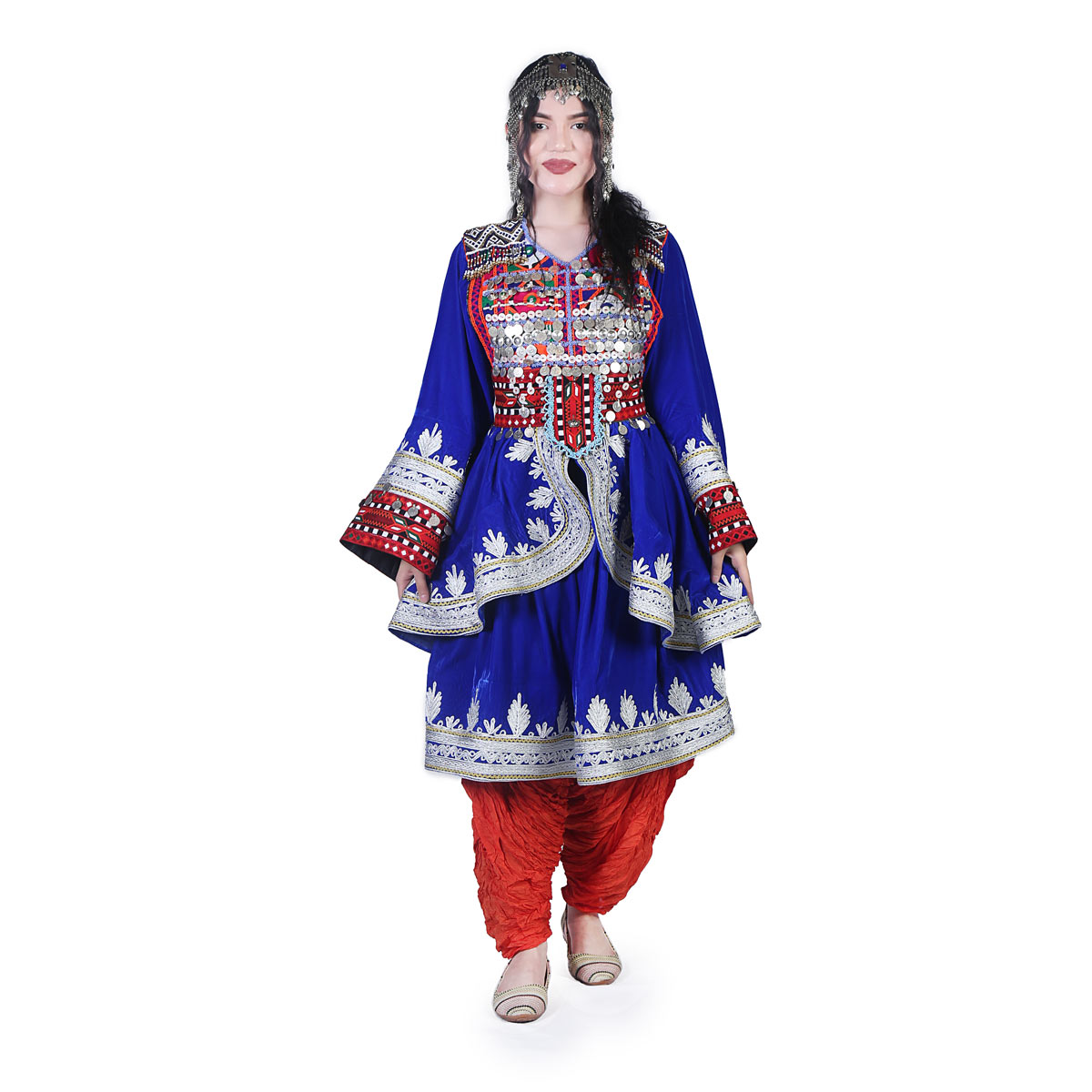 Royal Blue Petal Skirt Fancy Frock | Cherma & Coin Embroidered Party Wear Frock