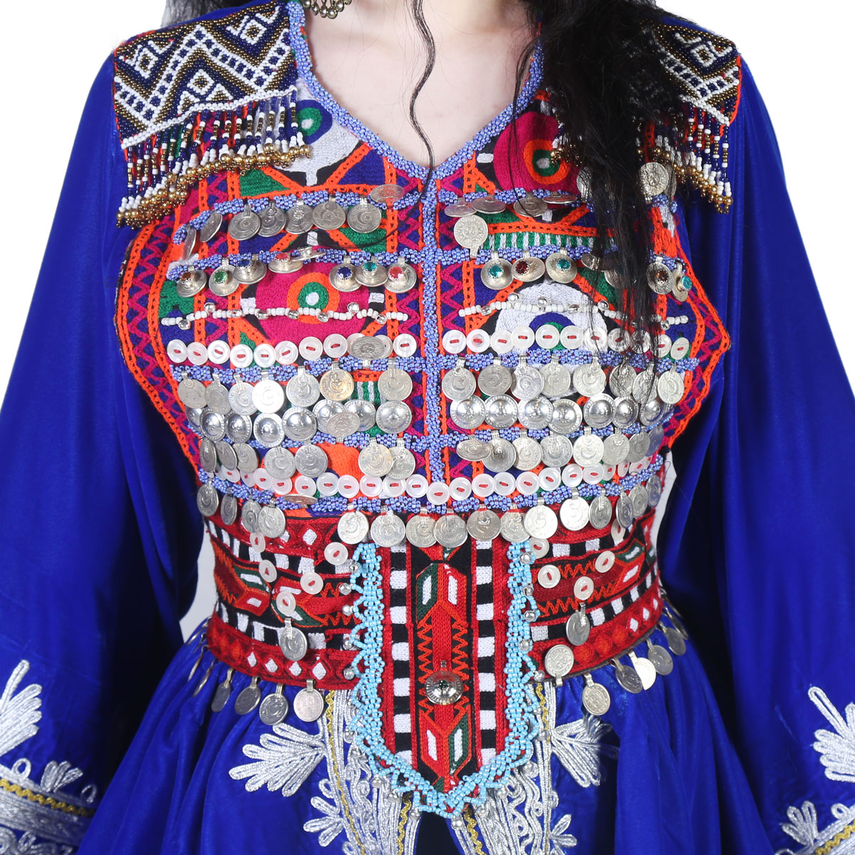 Royal Blue Petal Skirt Fancy Frock | Cherma & Coin Embroidered Party Wear Frock