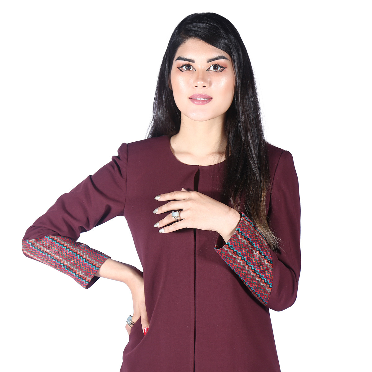 Barn Red Afghani Embroidered Coat | Traditional Casual Wear Coat