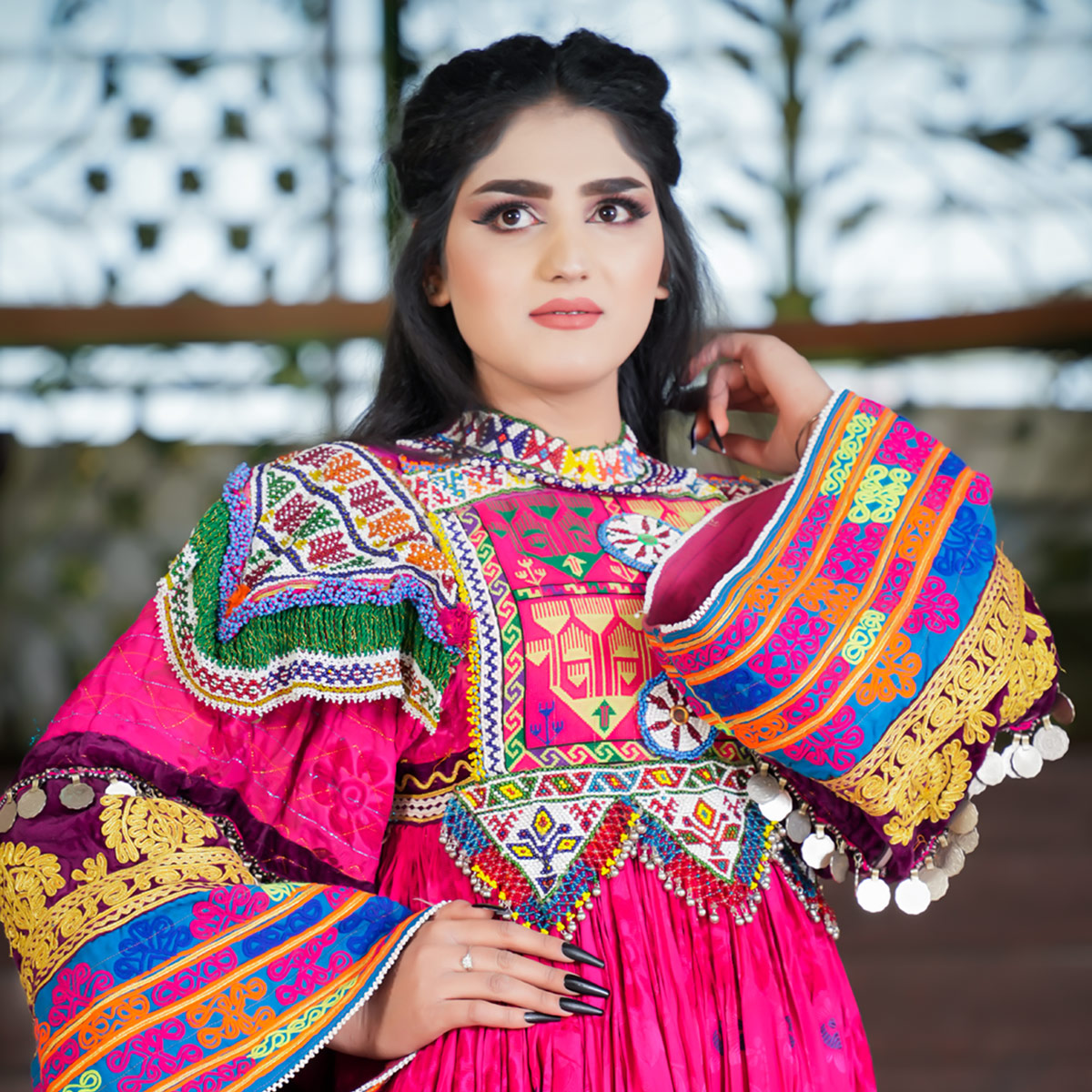 pink afghani dress AFGHAN DRESS, THREE Pieces kuchi long pink Dress With coins ,