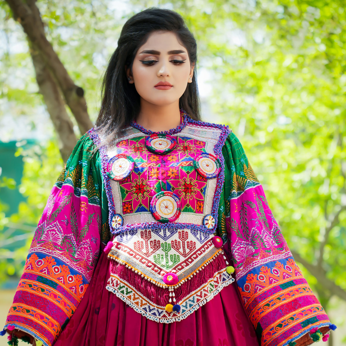 Red Kuchi Embroidered Afghani Long Dress | Velvet Floral Stitched Party Wear Dress - Cloth Sizes Women: Medium - US