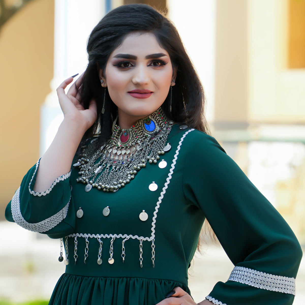 green emerald velvet dress Dark Green Velvet Afghani Dress XX Large