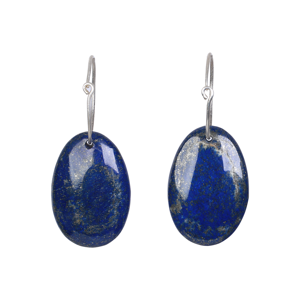 Lapis Lazuli Jewelry Set | Silver Oval Pendant & Earrings