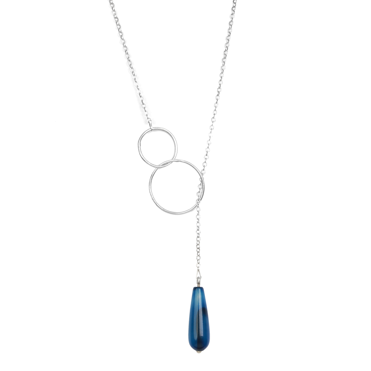 Lapis Lazuli Pear Drop Necklace | Sterling Silver Drop Lariat Locket
